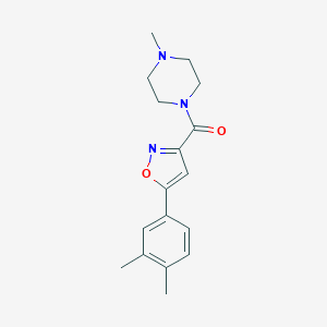 molecular formula C17H21N3O2 B256179 1-{[5-(3,4-Dimethylphenyl)-3-isoxazolyl]carbonyl}-4-methylpiperazine 