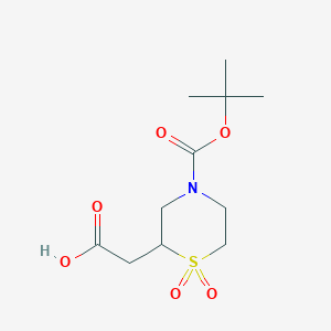 molecular formula C11H19NO6S B2561794 2-(4-(tert-Butoxycarbonyl)-1,1-dioxidothiomorpholin-2-yl)acetic acid CAS No. 1783603-67-7