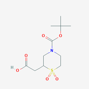 molecular formula C11H19NO6S B2561794 Ácido 2-(4-(terc-butoxicarbonil)-1,1-dióxidotiomorfolin-2-il)acético CAS No. 1783603-67-7