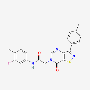 molecular formula C21H17FN4O2S B2561795 N-(3,5-dimethylphenyl)-2-[3-(3-methoxypropyl)-4-oxo-7-phenyl-3,4-dihydro-5H-pyrrolo[3,2-d]pyrimidin-5-yl]acetamide CAS No. 1112298-00-6