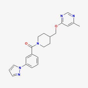 (3-(1H-pyrazol-1-yl)phenyl)(4-(((6-methylpyrimidin-4-yl)oxy)methyl)piperidin-1-yl)methanone