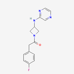 molecular formula C15H15FN4O B2561806 2-(4-Fluorophenyl)-1-(3-(pyrazin-2-ylamino)azetidin-1-yl)ethan-1-one CAS No. 2189499-50-9