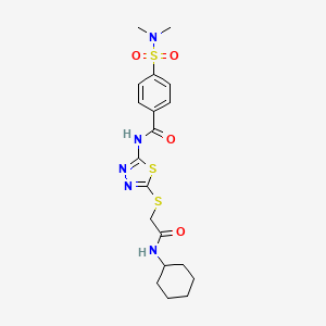 molecular formula C19H25N5O4S3 B2561809 N-(5-((2-(cyclohexylamino)-2-oxoethyl)thio)-1,3,4-thiadiazol-2-yl)-4-(N,N-dimethylsulfamoyl)benzamide CAS No. 868976-93-6