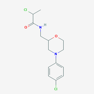 molecular formula C14H18Cl2N2O2 B2561828 2-Chloro-N-[[4-(4-chlorophenyl)morpholin-2-yl]methyl]propanamide CAS No. 2411293-14-4