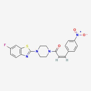 molecular formula C20H17FN4O3S B2561832 (Z)-1-(4-(6-fluorobenzo[d]thiazol-2-yl)piperazin-1-yl)-3-(4-nitrophenyl)prop-2-en-1-one CAS No. 897472-83-2