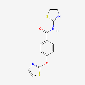 molecular formula C13H11N3O2S2 B2561844 N-(4,5-dihydrothiazol-2-yl)-4-(thiazol-2-yloxy)benzamide CAS No. 2059644-66-3