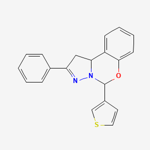 molecular formula C20H16N2OS B2561851 2-苯基-5-(噻吩-3-基)-5,10b-二氢-1H-苯并[e]吡唑并[1,5-c][1,3]恶嗪 CAS No. 899984-42-0
