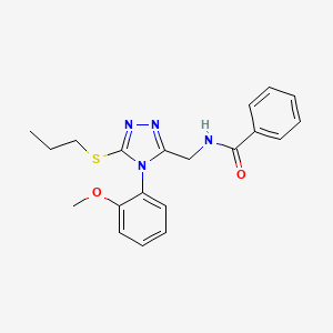 molecular formula C20H22N4O2S B2561858 N-[[4-(2-methoxyphenyl)-5-propylsulfanyl-1,2,4-triazol-3-yl]methyl]benzamide CAS No. 391897-55-5