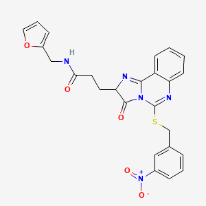 molecular formula C25H21N5O5S B2561861 N-[(furan-2-yl)methyl]-3-(5-{[(3-nitrophenyl)methyl]sulfanyl}-3-oxo-2H,3H-imidazo[1,2-c]quinazolin-2-yl)propanamide CAS No. 1028031-42-6
