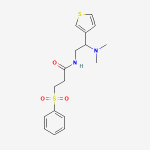 molecular formula C17H22N2O3S2 B2561869 N-(2-(dimethylamino)-2-(thiophen-3-yl)ethyl)-3-(phenylsulfonyl)propanamide CAS No. 1208734-53-5