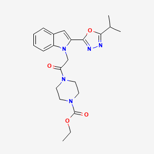 ethyl 4-(2-(2-(5-isopropyl-1,3,4-oxadiazol-2-yl)-1H-indol-1-yl)acetyl)piperazine-1-carboxylate