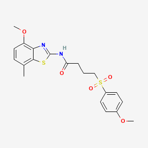 molecular formula C20H22N2O5S2 B2561875 N-(4-甲氧基-7-甲基苯并[d]噻唑-2-基)-4-((4-甲氧基苯基)磺酰基)丁酰胺 CAS No. 922963-29-9