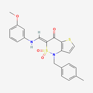 (3Z)-3-{[(3-methoxyphenyl)amino]methylidene}-1-(4-methylbenzyl)-1H-thieno[3,2-c][1,2]thiazin-4(3H)-one 2,2-dioxide