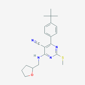 molecular formula C21H26N4OS B256189 4-(4-Tert-butylphenyl)-2-(methylsulfanyl)-6-[(tetrahydro-2-furanylmethyl)amino]-5-pyrimidinecarbonitrile 