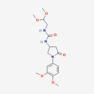 molecular formula C17H25N3O6 B2561893 1-(2,2-Dimethoxyethyl)-3-(1-(3,4-dimethoxyphenyl)-5-oxopyrrolidin-3-yl)urea CAS No. 877641-43-5