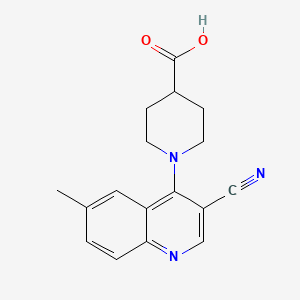 molecular formula C17H17N3O2 B2561908 1-(3-Cyano-6-methylquinolin-4-yl)piperidine-4-carboxylic acid CAS No. 1217180-17-0