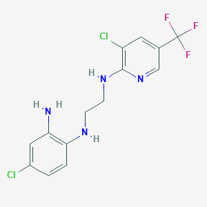 molecular formula C14H13Cl2F3N4 B2561917 4-chloro-N~1~-(2-{[3-chloro-5-(trifluoromethyl)-2-pyridinyl]amino}ethyl)-1,2-benzenediamine CAS No. 341966-48-1
