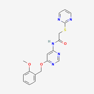 molecular formula C18H17N5O3S B2561919 N-(6-((2-methoxybenzyl)oxy)pyrimidin-4-yl)-2-(pyrimidin-2-ylthio)acetamide CAS No. 1396707-80-4