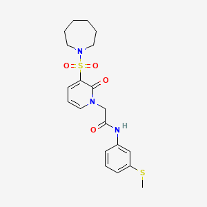 molecular formula C20H25N3O4S2 B2561920 2-(3-(氮杂环戊-1-磺酰基)-2-氧代吡啶-1(2H)-基)-N-(3-(甲硫基)苯基)乙酰胺 CAS No. 1251606-27-5