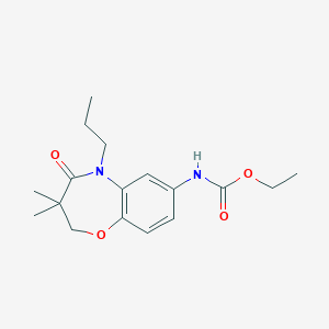 molecular formula C17H24N2O4 B2561921 Ethyl (3,3-dimethyl-4-oxo-5-propyl-2,3,4,5-tetrahydrobenzo[b][1,4]oxazepin-7-yl)carbamate CAS No. 921792-02-1