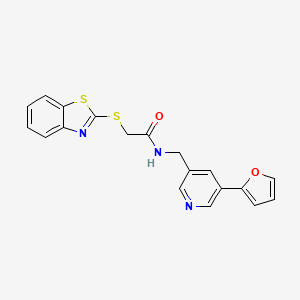 molecular formula C19H15N3O2S2 B2561922 2-(benzo[d]thiazol-2-ylthio)-N-((5-(furan-2-yl)pyridin-3-yl)methyl)acetamide CAS No. 2034314-76-4