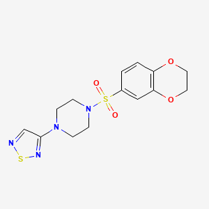 molecular formula C14H16N4O4S2 B2561936 1-(2,3-Dihydro-1,4-benzodioxine-6-sulfonyl)-4-(1,2,5-thiadiazol-3-yl)piperazine CAS No. 2097920-60-8