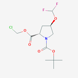 molecular formula C12H18ClF2NO5 B2561938 1-tert-butyl 2-chloromethyl (2S,4R)-4-(difluoromethoxy)pyrrolidine-1,2-dicarboxylate CAS No. 2137062-11-2