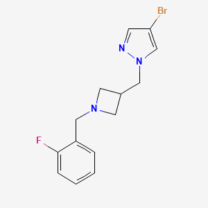 molecular formula C14H15BrFN3 B2561944 4-Bromo-1-[[1-[(2-fluorophenyl)methyl]azetidin-3-yl]methyl]pyrazole CAS No. 2415552-38-2