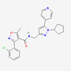 3-(2-chlorophenyl)-N-((1-cyclopentyl-5-(pyridin-4-yl)-1H-pyrazol-3-yl)methyl)-5-methylisoxazole-4-carboxamide