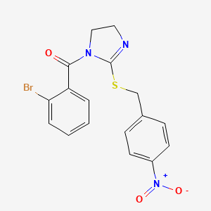 molecular formula C17H14BrN3O3S B2561959 (2-溴苯基)-[2-[(4-硝基苯基)甲硫基]-4,5-二氢咪唑-1-基]甲苯酮 CAS No. 851802-34-1