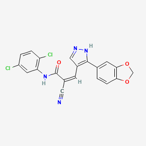 molecular formula C20H12Cl2N4O3 B2561965 (Z)-3-[5-(1,3-苯并二氧杂环-5-基)-1H-吡唑-4-基]-2-氰基-N-(2,5-二氯苯基)丙-2-烯酰胺 CAS No. 1223867-90-0