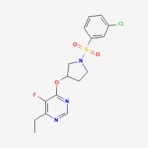 molecular formula C16H17ClFN3O3S B2561970 4-((1-((3-Chlorophenyl)sulfonyl)pyrrolidin-3-yl)oxy)-6-ethyl-5-fluoropyrimidine CAS No. 2034363-20-5