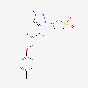 molecular formula C17H21N3O4S B2561971 N-(1-(1,1-二氧化四氢噻吩-3-基)-3-甲基-1H-吡唑-5-基)-2-(对甲苯氧基)乙酰胺 CAS No. 1172404-88-4