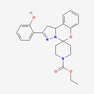 molecular formula C23H25N3O4 B2561973 Ethyl 2-(2-hydroxyphenyl)-1,10b-dihydrospiro[benzo[e]pyrazolo[1,5-c][1,3]oxazine-5,4'-piperidine]-1'-carboxylate CAS No. 899983-61-0