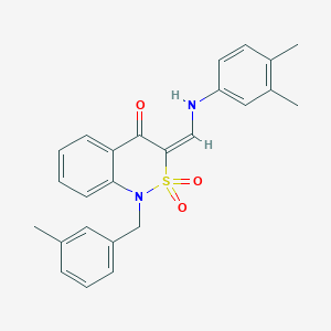 (3E)-3-{[(3,4-dimethylphenyl)amino]methylene}-1-(3-methylbenzyl)-1H-2,1-benzothiazin-4(3H)-one 2,2-dioxide