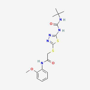 2-[[5-(tert-butylcarbamoylamino)-1,3,4-thiadiazol-2-yl]sulfanyl]-N-(2-methoxyphenyl)acetamide