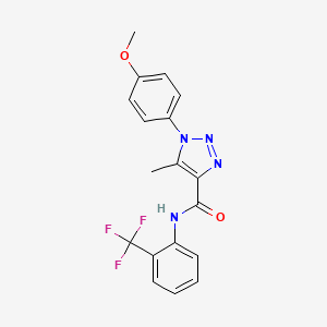 molecular formula C18H15F3N4O2 B2562016 1-(4-methoxyphenyl)-5-methyl-N-(2-(trifluoromethyl)phenyl)-1H-1,2,3-triazole-4-carboxamide CAS No. 878734-28-2