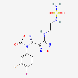 molecular formula C12H11BrFN7O5S B2562018 N-[2-[[4-[4-(3-Bromo-4-fluorophenyl)-4,5-dihydro-5-oxo-1,2,4-oxadiazol-3-yl]-1,2,5-oxadiazol-3-yl]amino]ethyl]sulfamide CAS No. 1204669-70-4