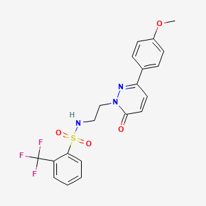 molecular formula C20H18F3N3O4S B2562023 N-(2-(3-(4-methoxyphenyl)-6-oxopyridazin-1(6H)-yl)ethyl)-2-(trifluoromethyl)benzenesulfonamide CAS No. 921879-10-9