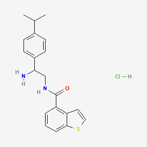 molecular formula C20H23ClN2OS B2562030 N-[2-アミノ-2-(4-プロパン-2-イルフェニル)エチル]-1-ベンゾチオフェン-4-カルボキサミド;塩酸塩 CAS No. 2418645-19-7