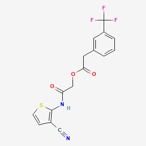 molecular formula C16H11F3N2O3S B2562033 2-[(3-Cyano-2-thienyl)amino]-2-oxoethyl 2-[3-(trifluoromethyl)phenyl]acetate CAS No. 338777-44-9