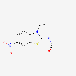 molecular formula C14H17N3O3S B2562044 (E)-N-(3-ethyl-6-nitrobenzo[d]thiazol-2(3H)-ylidene)pivalamide CAS No. 865544-65-6