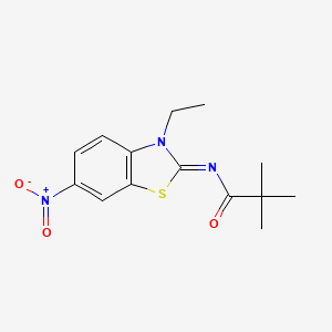 molecular formula C14H17N3O3S B2562044 (E)-N-(3-éthyl-6-nitrobenzo[d]thiazol-2(3H)-ylidène)pivalamide CAS No. 865544-65-6