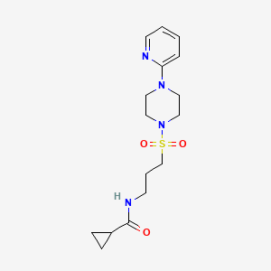 molecular formula C16H24N4O3S B2562072 环丙烷羧酰胺-N-(3-((4-(吡啶-2-基)哌嗪-1-基)磺酰基)丙基) CAS No. 1021258-86-5