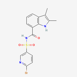 molecular formula C16H14BrN3O3S B2562079 N-[(6-bromopyridin-3-yl)sulfonyl]-2,3-dimethyl-1H-indole-7-carboxamide CAS No. 1808397-21-8