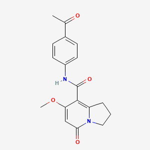 molecular formula C18H18N2O4 B2562095 N-(4-acetylphenyl)-7-methoxy-5-oxo-1,2,3,5-tetrahydroindolizine-8-carboxamide CAS No. 2034606-21-6