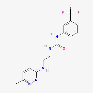 molecular formula C15H16F3N5O B2562113 1-(2-((6-Methylpyridazin-3-yl)amino)ethyl)-3-(3-(trifluoromethyl)phenyl)urea CAS No. 1172534-04-1
