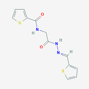 molecular formula C12H11N3O2S2 B2562115 (E)-N-(2-oxo-2-(2-(thiophen-2-ylmethylene)hydrazinyl)ethyl)thiophene-2-carboxamide CAS No. 391886-25-2