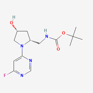 molecular formula C14H21FN4O3 B2562146 Tert-butyl N-[[(2R,4R)-1-(6-fluoropyrimidin-4-yl)-4-hydroxypyrrolidin-2-yl]methyl]carbamate CAS No. 2377005-10-0