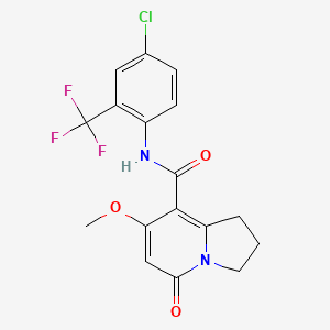 molecular formula C17H14ClF3N2O3 B2562148 N-(4-chloro-2-(trifluoromethyl)phenyl)-7-methoxy-5-oxo-1,2,3,5-tetrahydroindolizine-8-carboxamide CAS No. 2034292-85-6